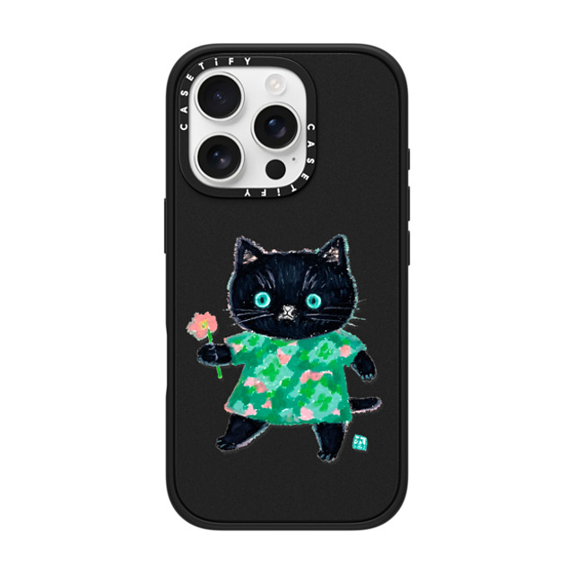 Color of Mori x CASETiFY iPhone 16 Pro Case Cat,Animal マットブラック インパクトケース MagSafe対応 FLOWER CAT Mother's Day Color of Mori x CASETiFY iPhone 16 Pro Case Cat,Animal マットブラック インパクトケース MagSafe対応 FLOWER CAT Mother's Day