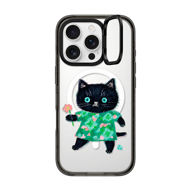 Color of Mori x CASETiFY iPhone 16 Pro Case Cat,Animal ブラック インパクトリングスタンドケース MagSafe対応 FLOWER CAT Mother's Day Color of Mori x CASETiFY iPhone 16 Pro Case Cat,Animal ブラック インパクトリングスタンドケース MagSafe対応 FLOWER CAT Mother's Day