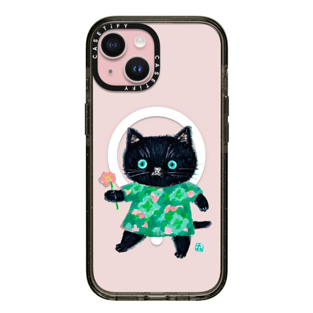 Color of Mori x CASETiFY iPhone 15 Case Cat,Animal ブラック インパクトケース MagSafe対応 FLOWER CAT Mother's Day Color of Mori x CASETiFY iPhone 15 Case Cat,Animal ブラック インパクトケース MagSafe対応 FLOWER CAT Mother's Day