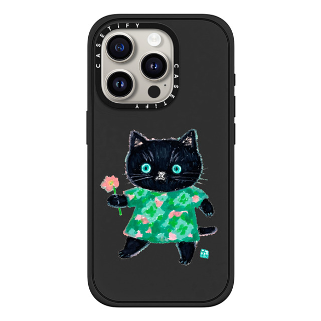 Color of Mori x CASETiFY iPhone 15 Pro Case Cat,Animal マットブラック インパクトケース MagSafe対応 FLOWER CAT Mother's Day Color of Mori x CASETiFY iPhone 15 Pro Case Cat,Animal マットブラック インパクトケース MagSafe対応 FLOWER CAT Mother's Day