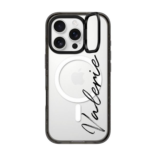 CASETiFY iPhone 16 Pro ケース ブラック インパクトリングスタンドケース MagSafe対応 Customization - (Valerie)