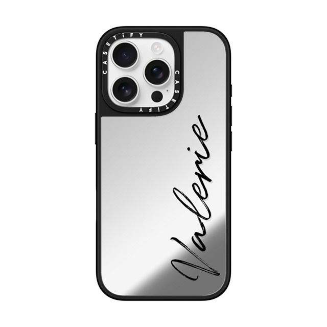 CASETiFY iPhone 16 Pro ケース Silver on Black ミラーケース MagSafe対応 Customization - (Valerie)