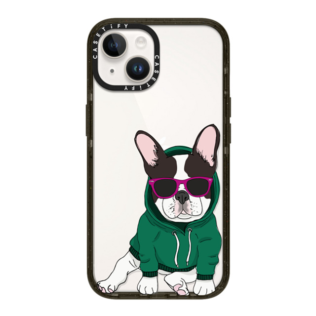 Megan Roy x CASETiFY iPhone 14 ケース ブラック インパクトケース Hipster Frenchie - Black and White