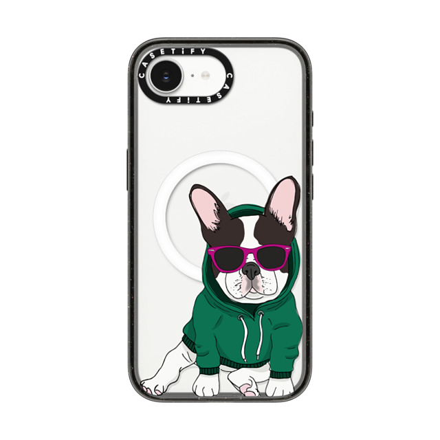 Megan Roy x CASETiFY iPhone 16e ケース Dog,Animal ブラック インパクトケース MagSafe対応 Hipster Frenchie - Black and White Back to School Megan Roy x CASETiFY iPhone 16e ケース Dog,Animal ブラック インパクトケース MagSafe対応 Hipster Frenchie - Black and White Back to School