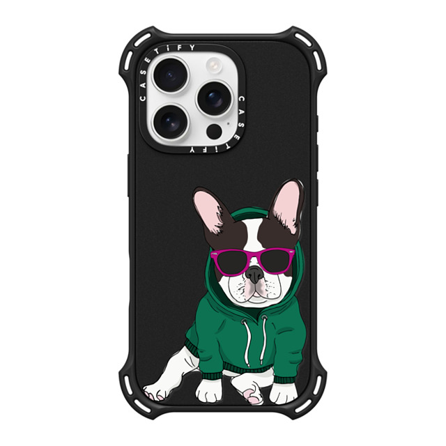 Megan Roy x CASETiFY iPhone 16 Pro Case Matte Black バウンスケース Hipster Frenchie - Black and White Megan Roy x CASETiFY iPhone 16 Pro Case Matte Black バウンスケース Hipster Frenchie - Black and White
