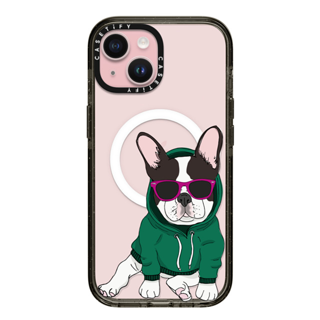 Megan Roy x CASETiFY iPhone 15 ケース Dog,Animal ブラック インパクトケース MagSafe対応 Hipster Frenchie - Black and White Father's Day Megan Roy x CASETiFY iPhone 15 ケース Dog,Animal ブラック インパクトケース MagSafe対応 Hipster Frenchie - Black and White Father's Day