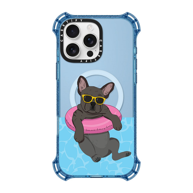 Megan Roy x CASETiFY iPhone 16 Pro Max Case ベイビーブルー バウンスケース Swimming Frenchie (Black) Megan Roy x CASETiFY iPhone 16 Pro Max Case ベイビーブルー バウンスケース Swimming Frenchie (Black)