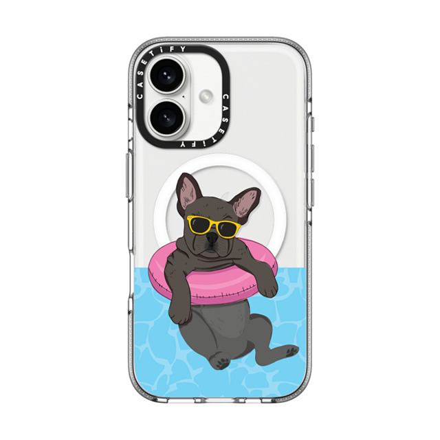 Megan Roy x CASETiFY iPhone 16 Case Dog,Animal Clear Clear Case MagSafe Compatible Swimming Frenchie (Black) Father's Day Megan Roy x CASETiFY iPhone 16 Case Dog,Animal Clear Clear Case MagSafe Compatible Swimming Frenchie (Black) Father's Day