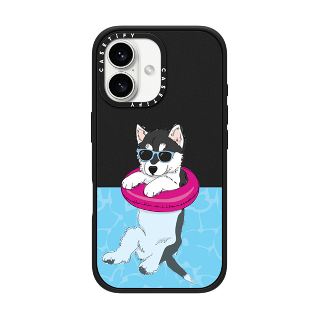 Megan Roy x CASETiFY iPhone 16 ケース Dog,Animal マットブラック インパクトケース MagSafe対応 Swimming Husky Father's Day Megan Roy x CASETiFY iPhone 16 ケース Dog,Animal マットブラック インパクトケース MagSafe対応 Swimming Husky Father's Day