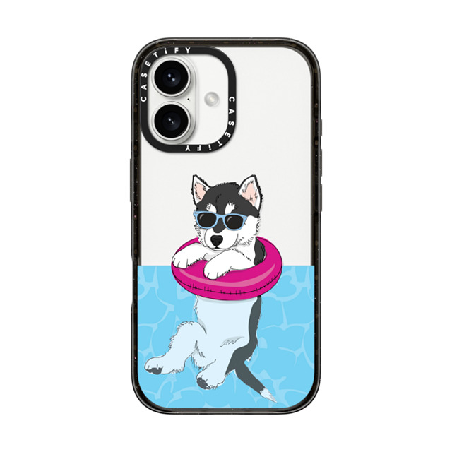 Megan Roy x CASETiFY iPhone 16 Case Dog,Animal Black Impact Case Swimming Husky Father's Day Megan Roy x CASETiFY iPhone 16 Case Dog,Animal Black Impact Case Swimming Husky Father's Day