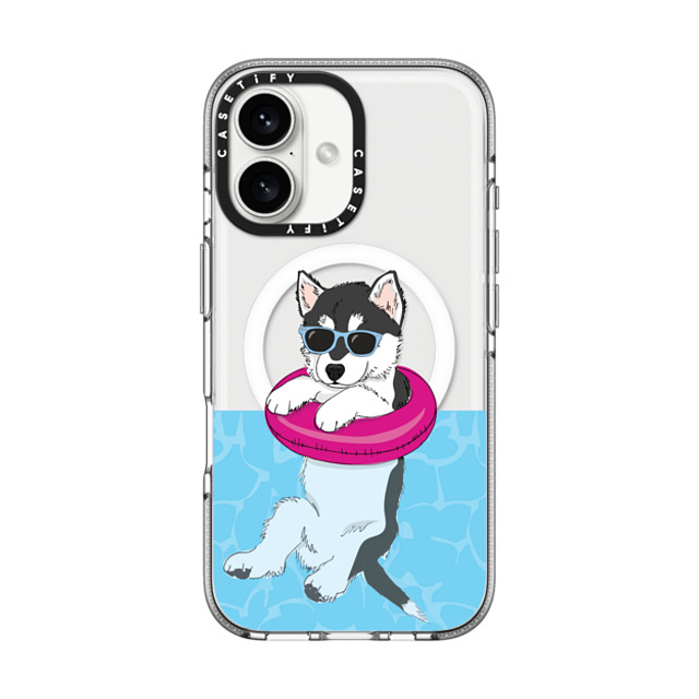 Megan Roy x CASETiFY iPhone 16 ケース Dog,Animal クリア クリア ケース MagSafe対応 Swimming Husky Father's Day Megan Roy x CASETiFY iPhone 16 ケース Dog,Animal クリア クリア ケース MagSafe対応 Swimming Husky Father's Day