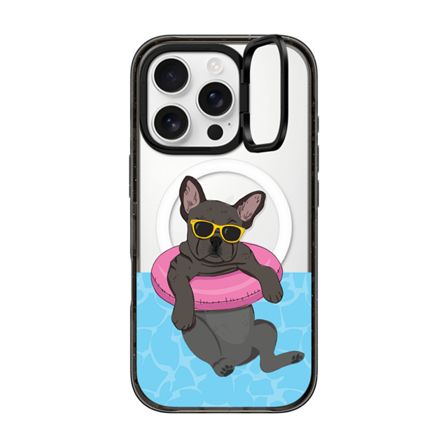 Megan Roy x CASETiFY iPhone 16 Pro ケース Dog,Animal ブラック インパクトリングスタンドケース MagSafe対応 Swimming Frenchie (Black) Father's Day Megan Roy x CASETiFY iPhone 16 Pro ケース Dog,Animal ブラック インパクトリングスタンドケース MagSafe対応 Swimming Frenchie (Black) Father's Day