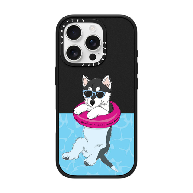 Megan Roy x CASETiFY iPhone 16 Pro Case Dog,Animal マットブラック Impact Case MagSafe Compatible Swimming Husky Mother's Day Megan Roy x CASETiFY iPhone 16 Pro Case Dog,Animal マットブラック Impact Case MagSafe Compatible Swimming Husky Mother's Day