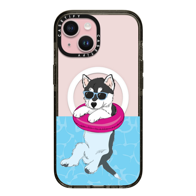 Megan Roy x CASETiFY iPhone 15 Case Dog,Animal Black Impact Case MagSafe Compatible Swimming Husky Mother's Day Megan Roy x CASETiFY iPhone 15 Case Dog,Animal Black Impact Case MagSafe Compatible Swimming Husky Mother's Day
