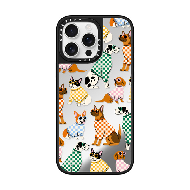 Megan Roy x CASETiFY iPhone 16 Pro Max Case Dog,Cartoon Silver on Black ミラーケース MagSafe対応 Checkered Puppy Pack Back to School Megan Roy x CASETiFY iPhone 16 Pro Max Case Dog,Cartoon Silver on Black ミラーケース MagSafe対応 Checkered Puppy Pack Back to School