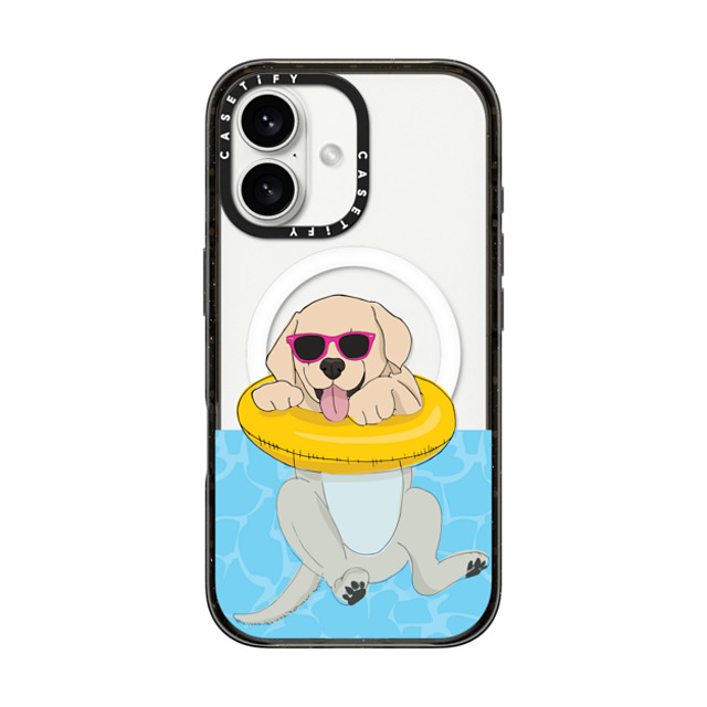 Megan Roy x CASETiFY iPhone 16 ケース Dog,Animal ブラック インパクトケース MagSafe対応 Swimming Yellow Labrador Father's Day Megan Roy x CASETiFY iPhone 16 ケース Dog,Animal ブラック インパクトケース MagSafe対応 Swimming Yellow Labrador Father's Day