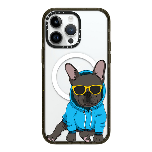 Megan Roy x CASETiFY iPhone 14 Pro Max ケース ブラック インパクトケース MagSafe対応 Hipster Frenchie - Black