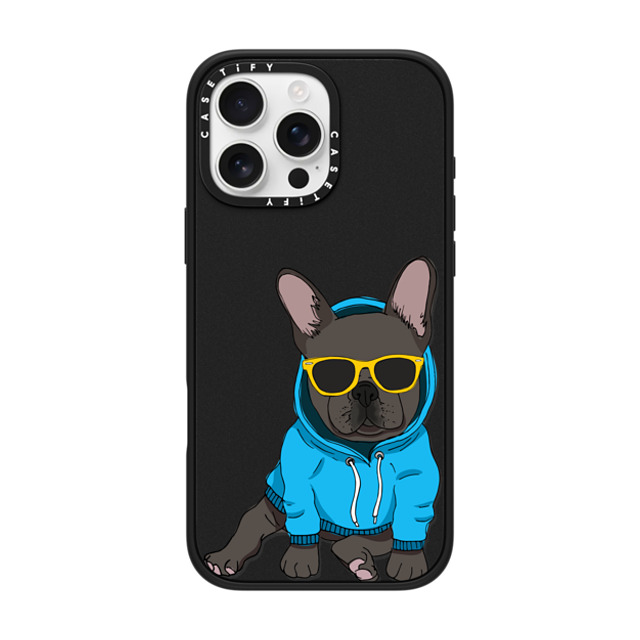 Megan Roy x CASETiFY iPhone 16 Pro Max ケース マットブラック インパクトケース MagSafe対応 Hipster Frenchie - Black