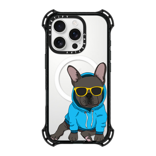 Megan Roy x CASETiFY iPhone 16 Pro Case Black バウンスケース Hipster Frenchie - Black Megan Roy x CASETiFY iPhone 16 Pro Case Black バウンスケース Hipster Frenchie - Black