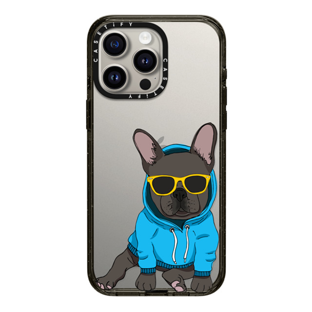 Megan Roy x CASETiFY iPhone 15 Pro Max ケース ブラック インパクトケース Hipster Frenchie - Black