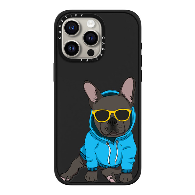 Megan Roy x CASETiFY iPhone 15 Pro Max ケース マットブラック インパクトケース MagSafe対応 Hipster Frenchie - Black