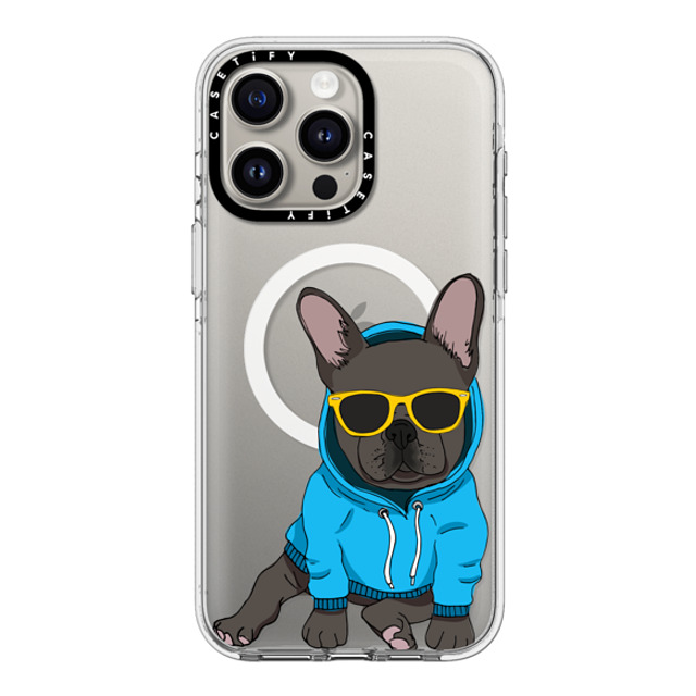 Megan Roy x CASETiFY iPhone 15 Pro Max ケース クリア クリア ケース MagSafe対応 Hipster Frenchie - Black