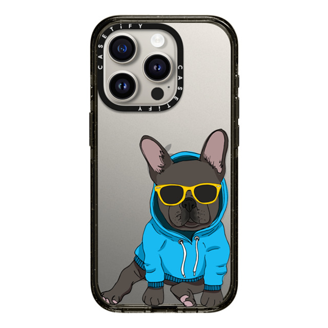 Megan Roy x CASETiFY iPhone 15 Pro ケース ブラック インパクトケース Hipster Frenchie - Black