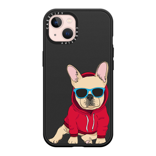 Megan Roy x CASETiFY iPhone 13 ケース マットブラック インパクトケース MagSafe対応 Hipster Frenchie - Fawn