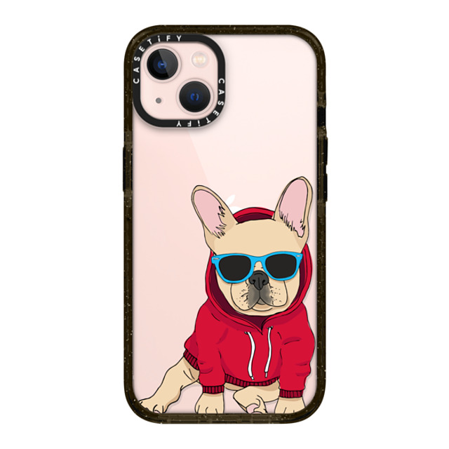 Megan Roy x CASETiFY iPhone 13 ケース ブラック インパクトケース Hipster Frenchie - Fawn