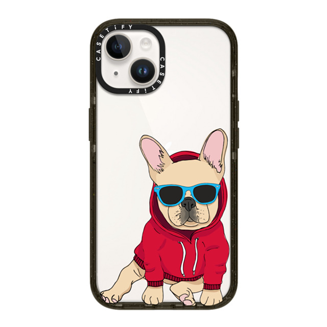 Megan Roy x CASETiFY iPhone 14 ケース ブラック インパクトケース Hipster Frenchie - Fawn