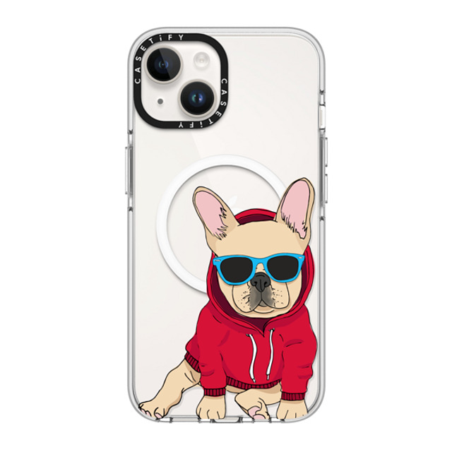 Megan Roy x CASETiFY iPhone 14 ケース クリア クリア ケース MagSafe対応 Hipster Frenchie - Fawn