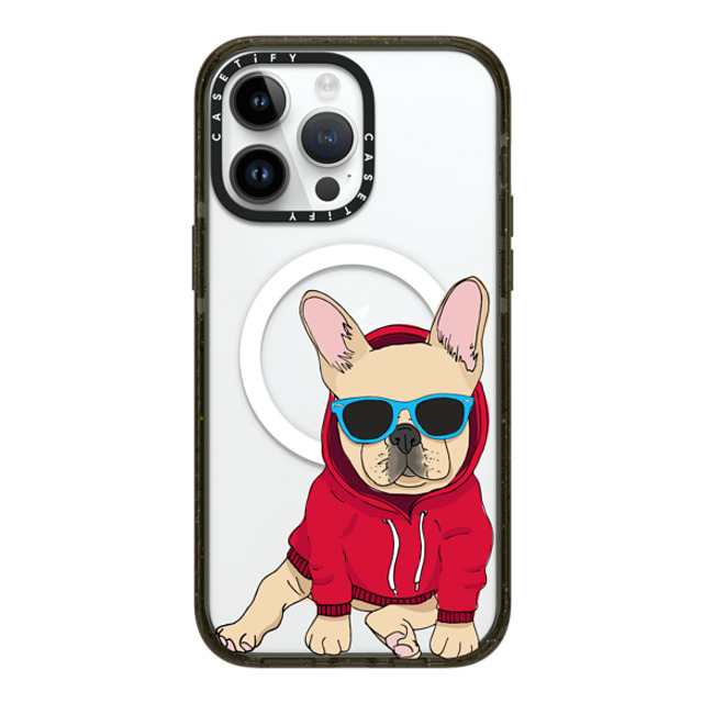 Megan Roy x CASETiFY iPhone 14 Pro Max ケース ブラック インパクトケース MagSafe対応 Hipster Frenchie - Fawn