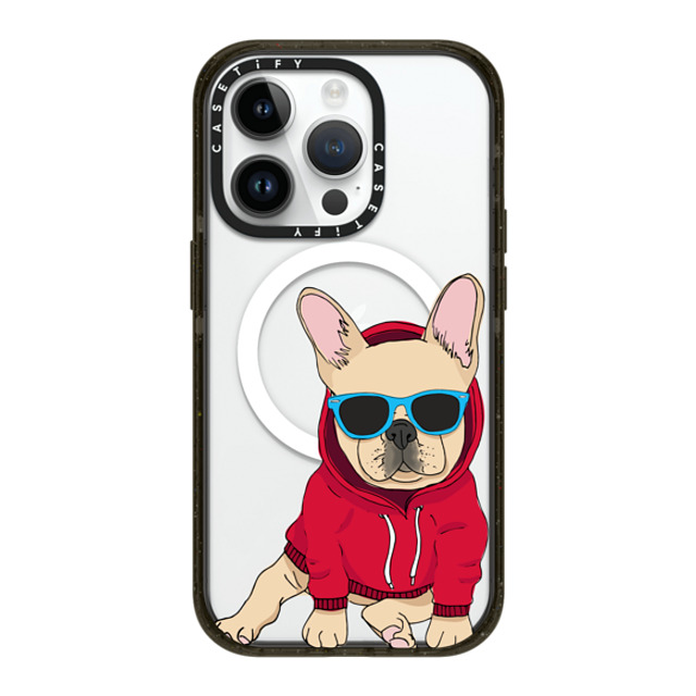 Megan Roy x CASETiFY iPhone 14 Pro ケース ブラック インパクトケース MagSafe対応 Hipster Frenchie - Fawn