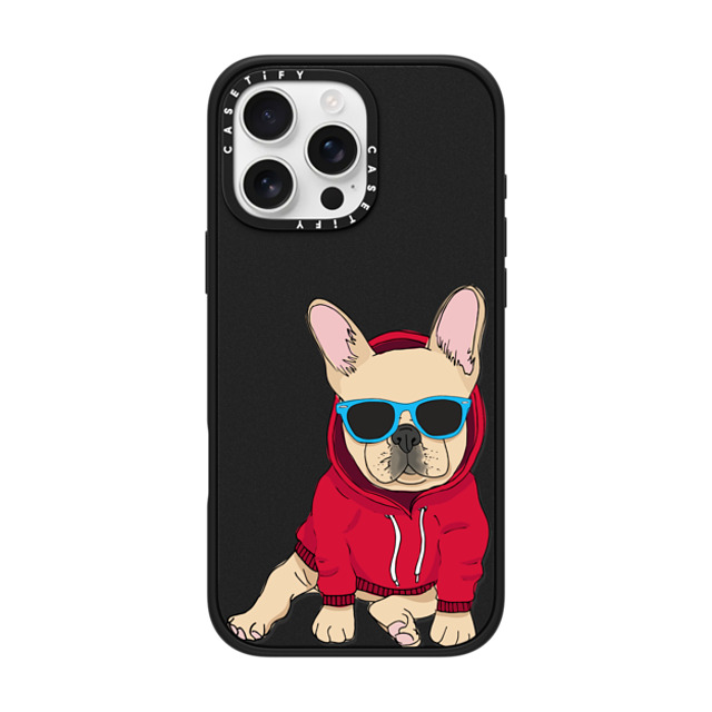 Megan Roy x CASETiFY iPhone 16 Pro Max ケース マットブラック インパクトケース MagSafe対応 Hipster Frenchie - Fawn