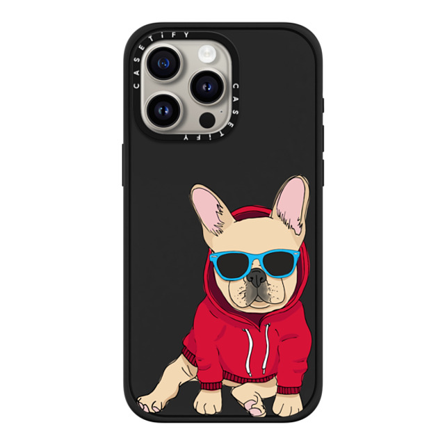 Megan Roy x CASETiFY iPhone 15 Pro Max ケース マットブラック インパクトケース MagSafe対応 Hipster Frenchie - Fawn