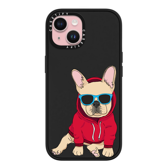 Megan Roy x CASETiFY iPhone 15 ケース マットブラック インパクトケース MagSafe対応 Hipster Frenchie - Fawn