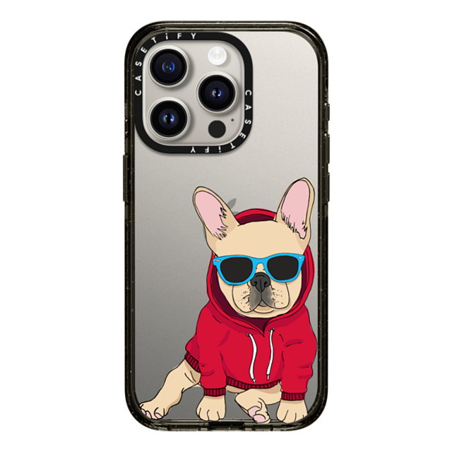 Megan Roy x CASETiFY iPhone 15 Pro ケース ブラック インパクトケース Hipster Frenchie - Fawn