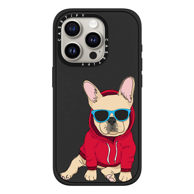 Megan Roy x CASETiFY iPhone 15 Pro ケース マットブラック インパクトケース MagSafe対応 Hipster Frenchie - Fawn