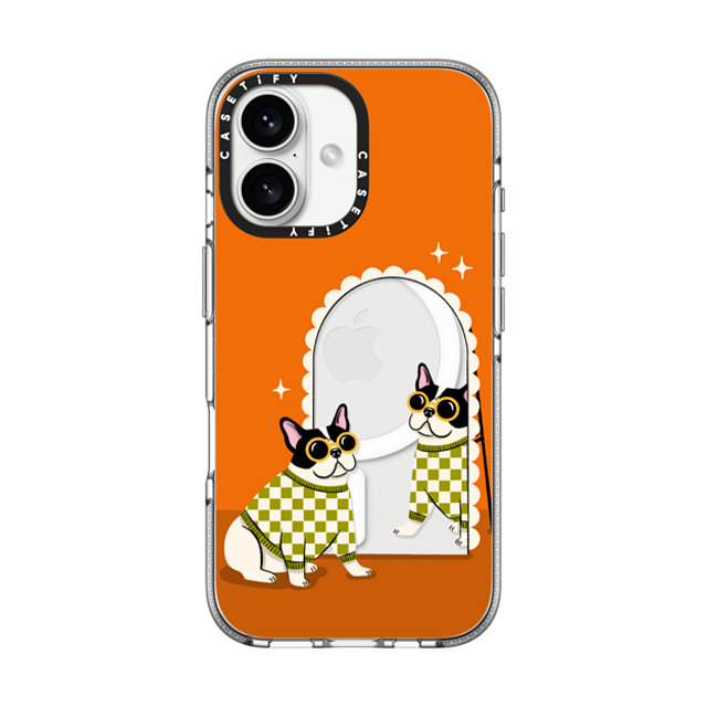 Megan Roy x CASETiFY iPhone 16 ケース Dog,Cartoon クリア クリア ケース MagSafe対応 Checkered French Bulldog Mirror Father's Day Megan Roy x CASETiFY iPhone 16 ケース Dog,Cartoon クリア クリア ケース MagSafe対応 Checkered French Bulldog Mirror Father's Day