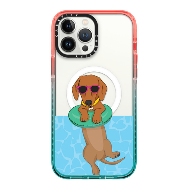 Megan Roy x CASETiFY iPhone 13 Pro Max ケース Pink/Blue インパクトケース MagSafe対応 Swimming Dachshund