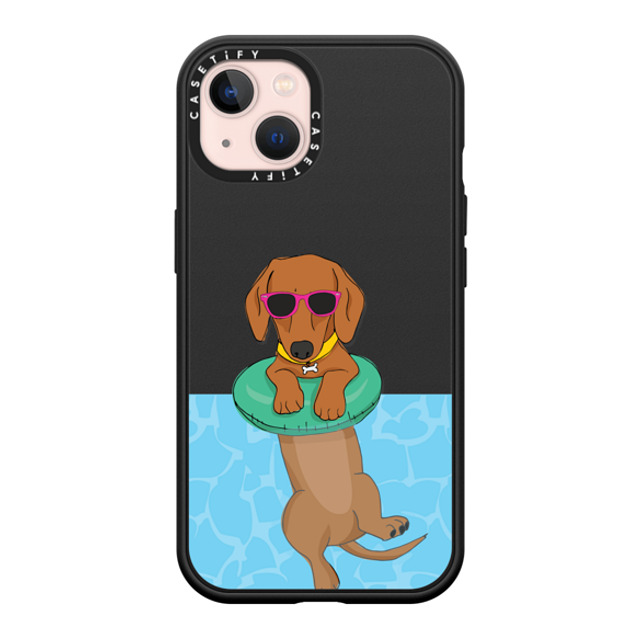 Megan Roy x CASETiFY iPhone 13 ケース マットブラック インパクトケース MagSafe対応 Swimming Dachshund