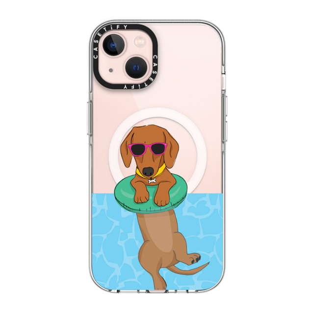 Megan Roy x CASETiFY iPhone 13 ケース クリア クリア ケース MagSafe対応 Swimming Dachshund