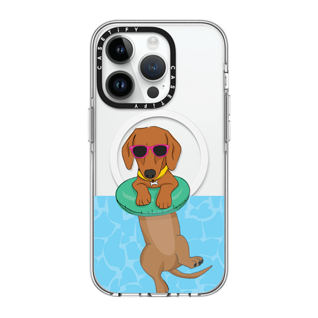 Megan Roy x CASETiFY iPhone 14 Pro ケース クリア クリア ケース MagSafe対応 Swimming Dachshund