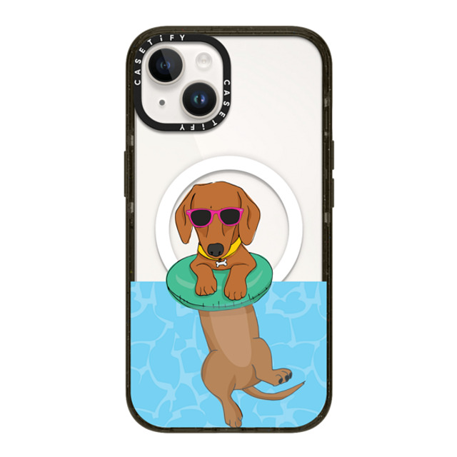 Megan Roy x CASETiFY iPhone 14 ケース ブラック インパクトケース MagSafe対応 Swimming Dachshund