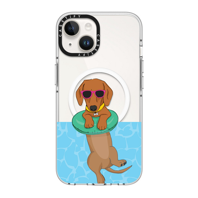 Megan Roy x CASETiFY iPhone 14 ケース クリア クリア ケース MagSafe対応 Swimming Dachshund