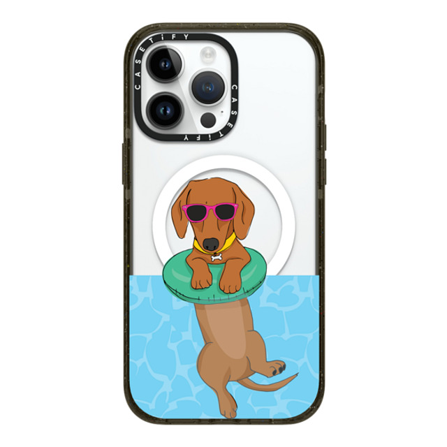 Megan Roy x CASETiFY iPhone 14 Pro Max ケース ブラック インパクトケース MagSafe対応 Swimming Dachshund