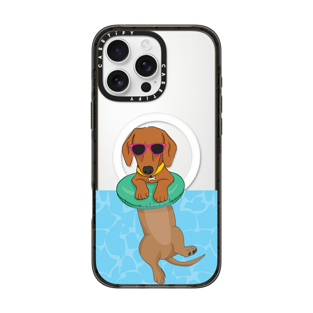 Megan Roy x CASETiFY iPhone 16 Pro Max ケース ブラック インパクトケース MagSafe対応 Swimming Dachshund