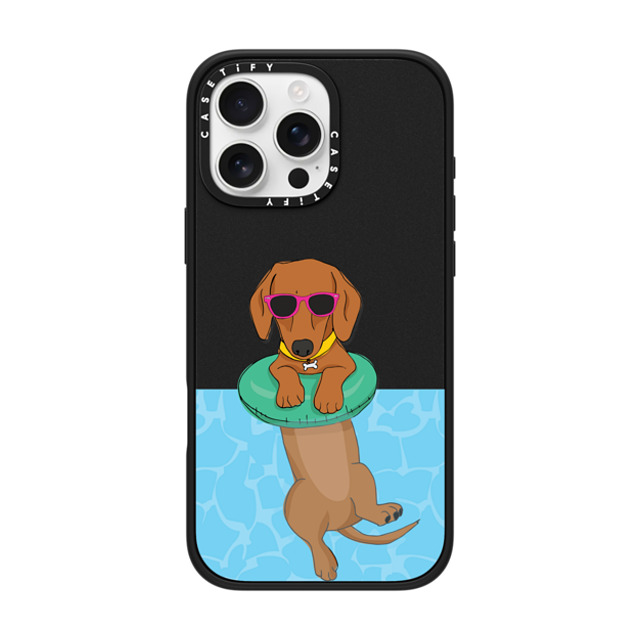 Megan Roy x CASETiFY iPhone 16 Pro Max ケース マットブラック インパクトケース MagSafe対応 Swimming Dachshund