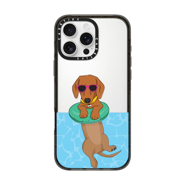 Megan Roy x CASETiFY iPhone 16 Pro Max ケース ブラック インパクトケース Swimming Dachshund