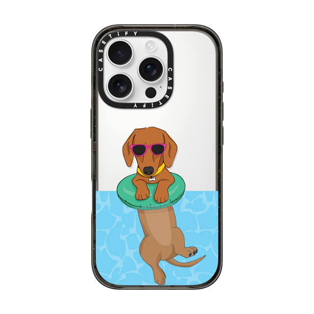 Megan Roy x CASETiFY iPhone 16 Pro ケース ブラック インパクトケース Swimming Dachshund